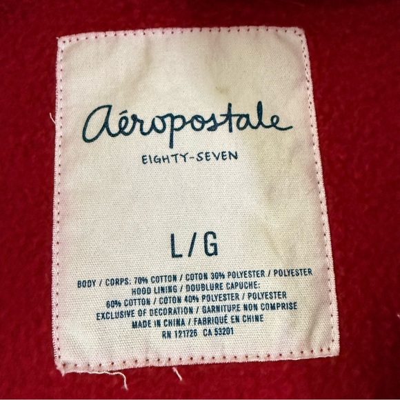 Vintage Aeropostale Red Zip-Up Hoodie juniors size L girls y2k sweatshirt - Picture 4 of 8